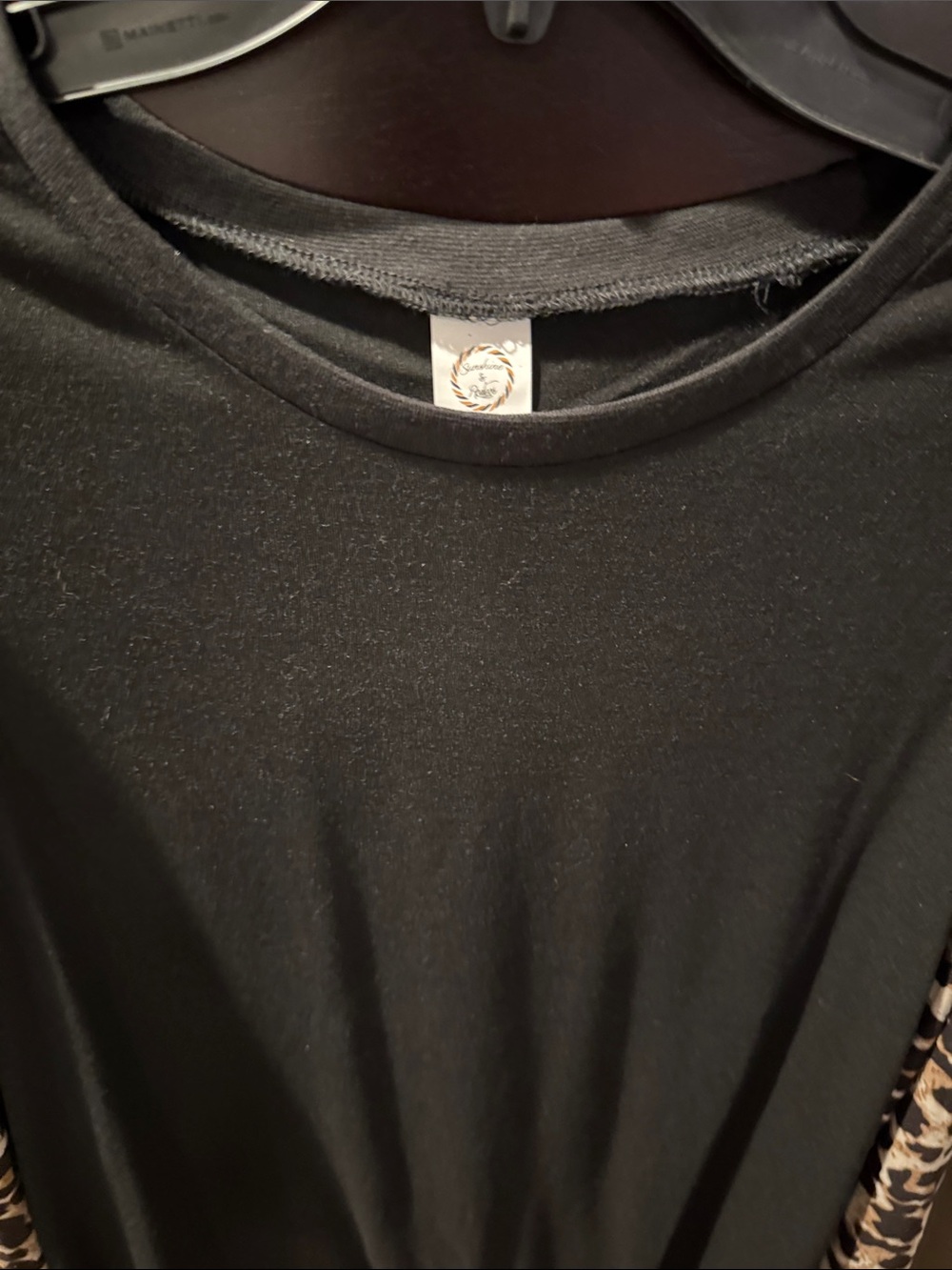 Sunshine & Rodeo Black Long Sleeve Leopard Crewneck Tee - Women's Essential